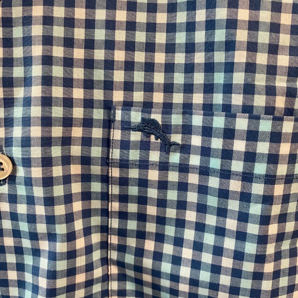 Tommy Bahama Men's Blue Gingham Button Down Small - Picture 6 of 7